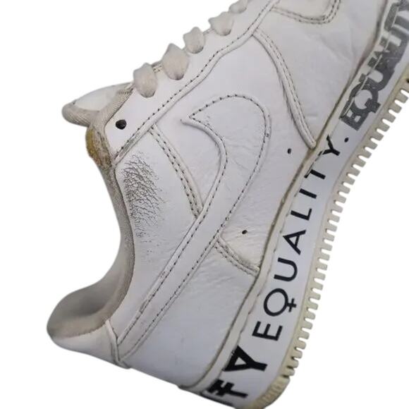 Nike Shoes Mens 6.5 Sneaker Air Force 1 Low Equality Lifestyle Leather AF1 White - Picture 14 of 16